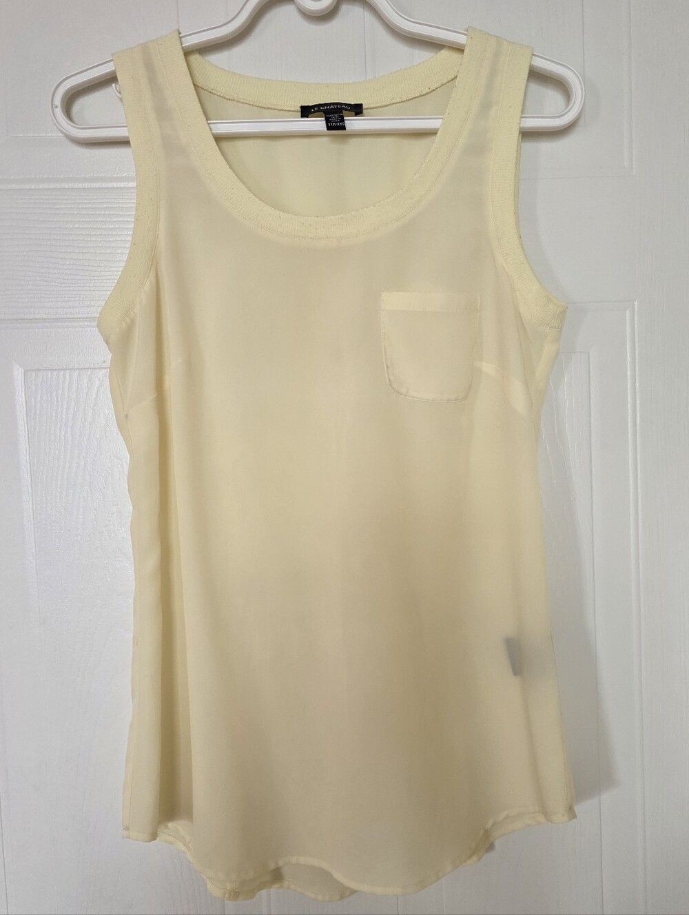 Le Chateau Scoop Neck Tank with Chest Pocket, Light Yellow, XXS